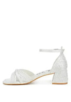 Pearl Bridal Sandals - Low Heel Satin Shoes - Wedding Party Comfort