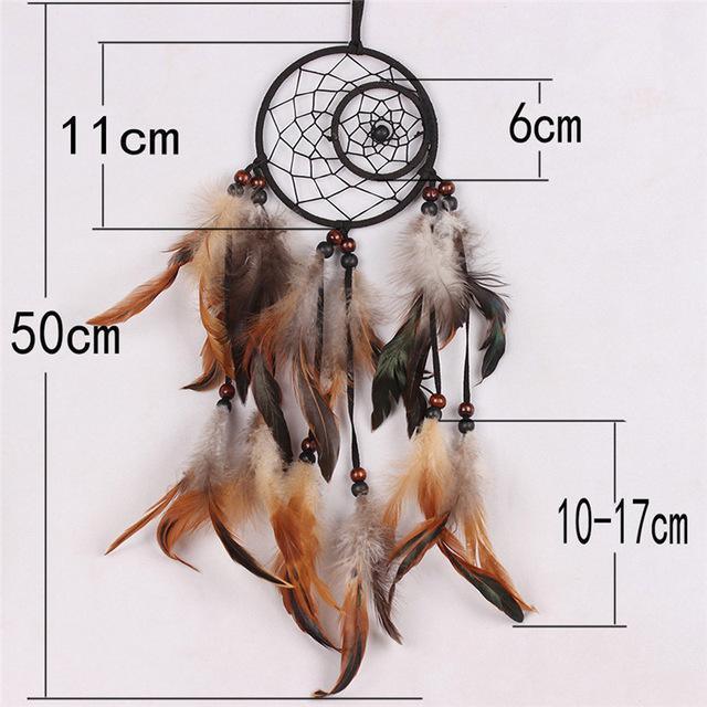 Feather Crafts Dream Catcher Brown Wind Chimes Handmade Christmas Net Handmade Wall Hanging Home Decor Dream Catcher With Feathers For Wall Hanging Car Home Balcony Decorations Stevvex