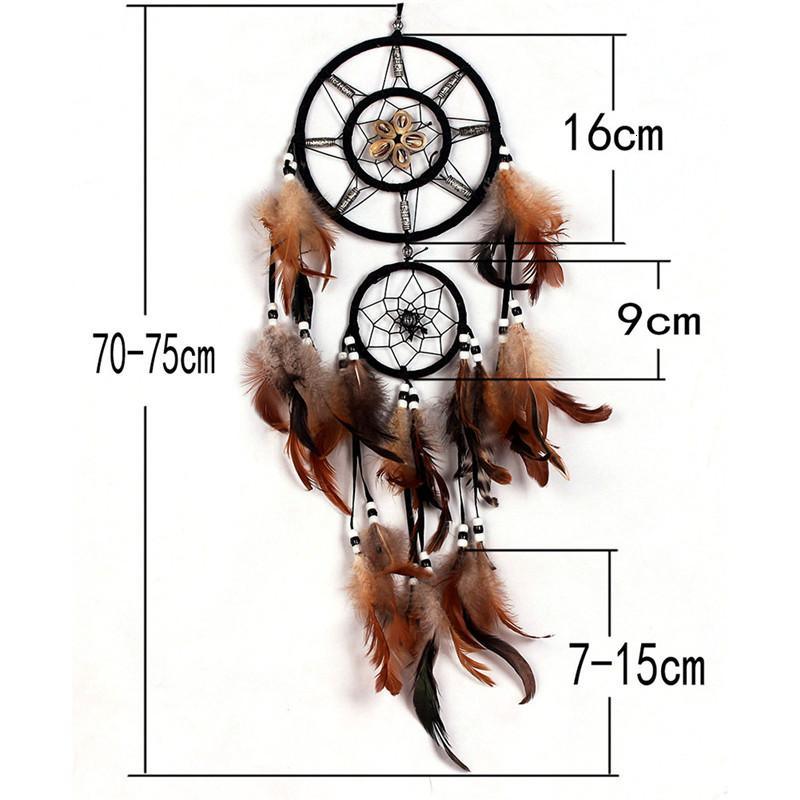 Feather Crafts Dream Catcher Brown Wind Chimes Handmade Christmas Net Handmade Wall Hanging Home Decor Dream Catcher With Feathers For Wall Hanging Car Home Balcony Decorations Stevvex