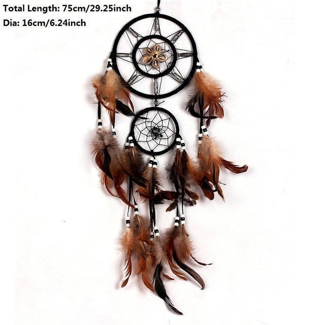 Feather Crafts Dream Catcher Brown Wind Chimes Handmade Christmas Net Handmade Wall Hanging Home Decor Dream Catcher With Feathers For Wall Hanging Car Home Balcony Decorations Stevvex