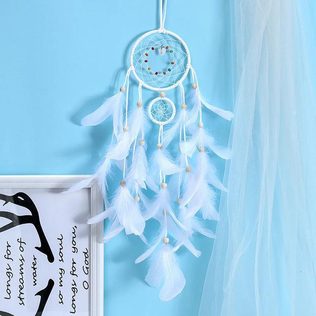 Feather Crafts Dream Catcher Brown Wind Chimes Handmade Christmas Net Handmade Wall Hanging Home Decor Dream Catcher With Feathers For Wall Hanging Car Home Balcony Decorations Stevvex