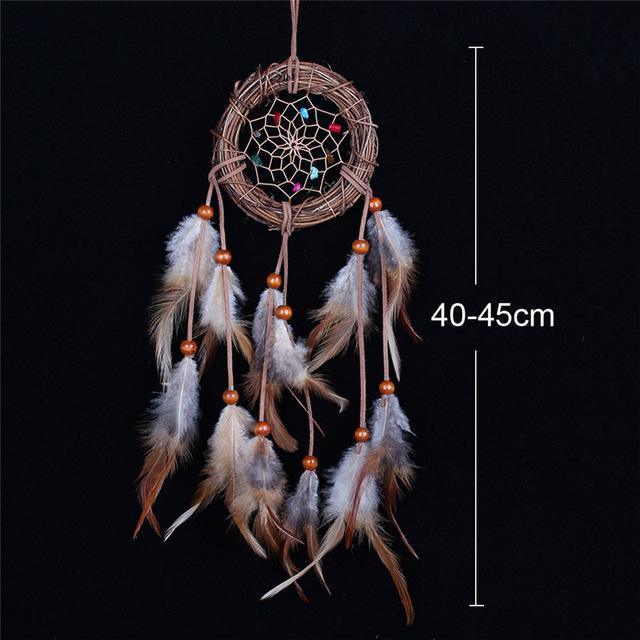Feather Crafts Dream Catcher Brown Wind Chimes Handmade Christmas Net Handmade Wall Hanging Home Decor Dream Catcher With Feathers For Wall Hanging Car Home Balcony Decorations Stevvex