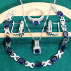 Zircon Bracelet Necklace Earring Ring Pi-Mart