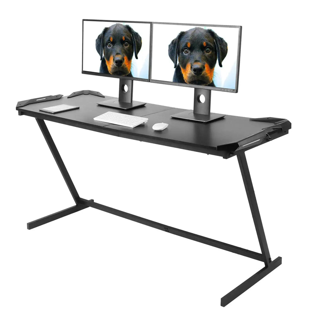 Z Shaped Large Computer Table PC Gaming Desk with RGB LED Light Home Furniture Gaming Supplies - SJB-DIAMOND ELITES