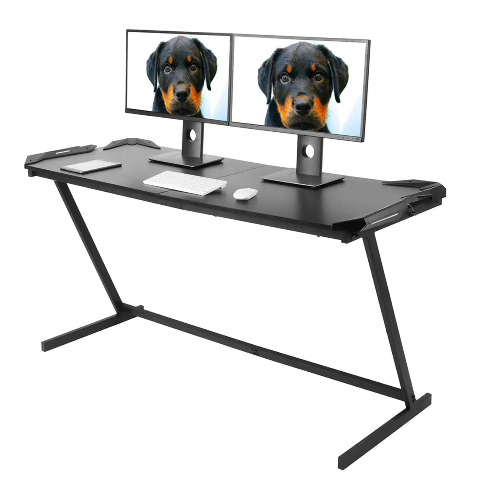 Z Shaped Large Computer Table PC Gaming Desk with RGB LED Light Home Furniture Gaming Supplies - SJB-DIAMOND ELITES
