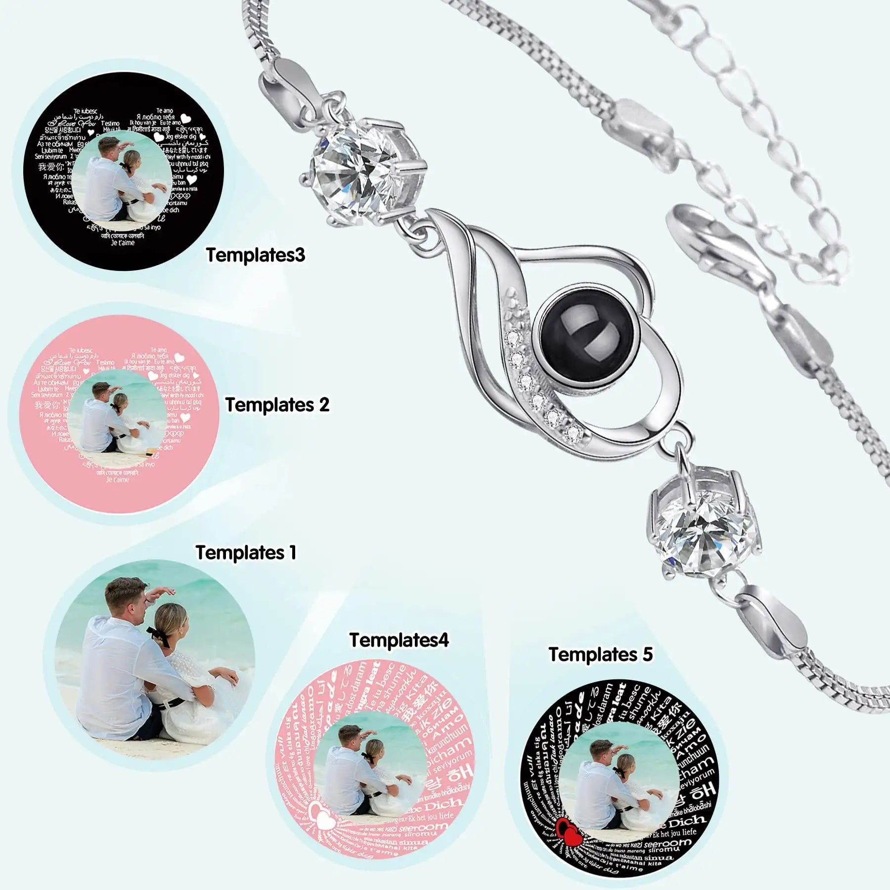 I Love You Nano Projection Bracelet Languages