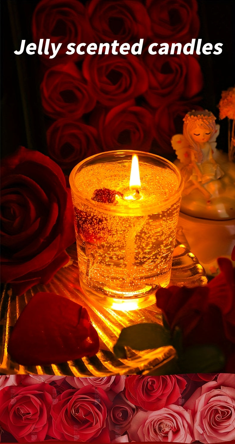 Rose Jelly Scented Candle for Aromatherapy, Romantic Atmosphere - Ideal for Birthdays, Valentine's Day, Anniversaries, Thanksgiving, Christmas - 1pc, Soy Wax in Glass Jar Lootquake LLC
