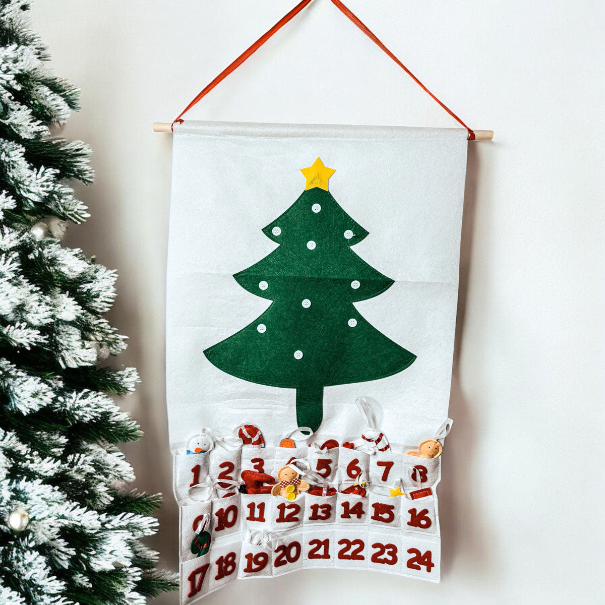 Felt Christmas Advent Calendar Kids Countdown Pockets And Felt Ornaments BandsCo Straps