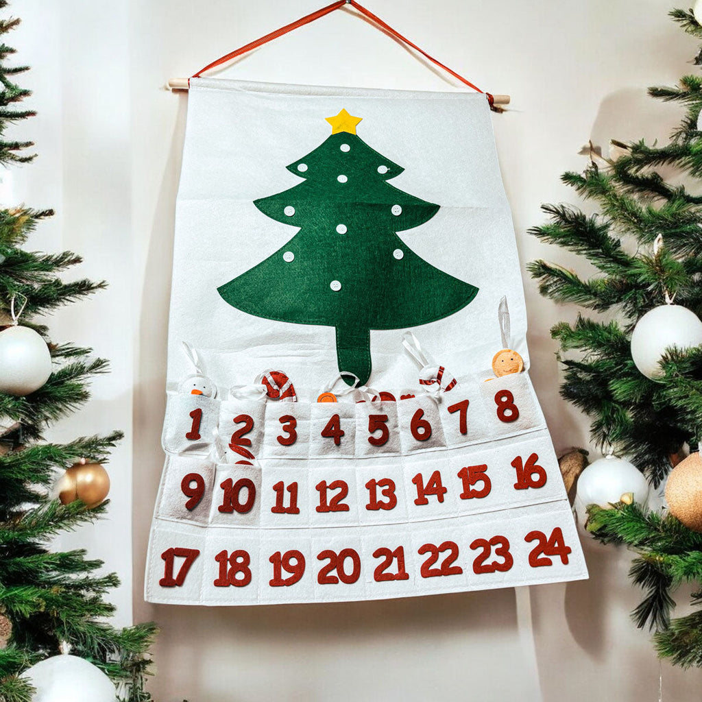 Felt Christmas Advent Calendar Kids Countdown Pockets And Felt Ornaments BandsCo Straps
