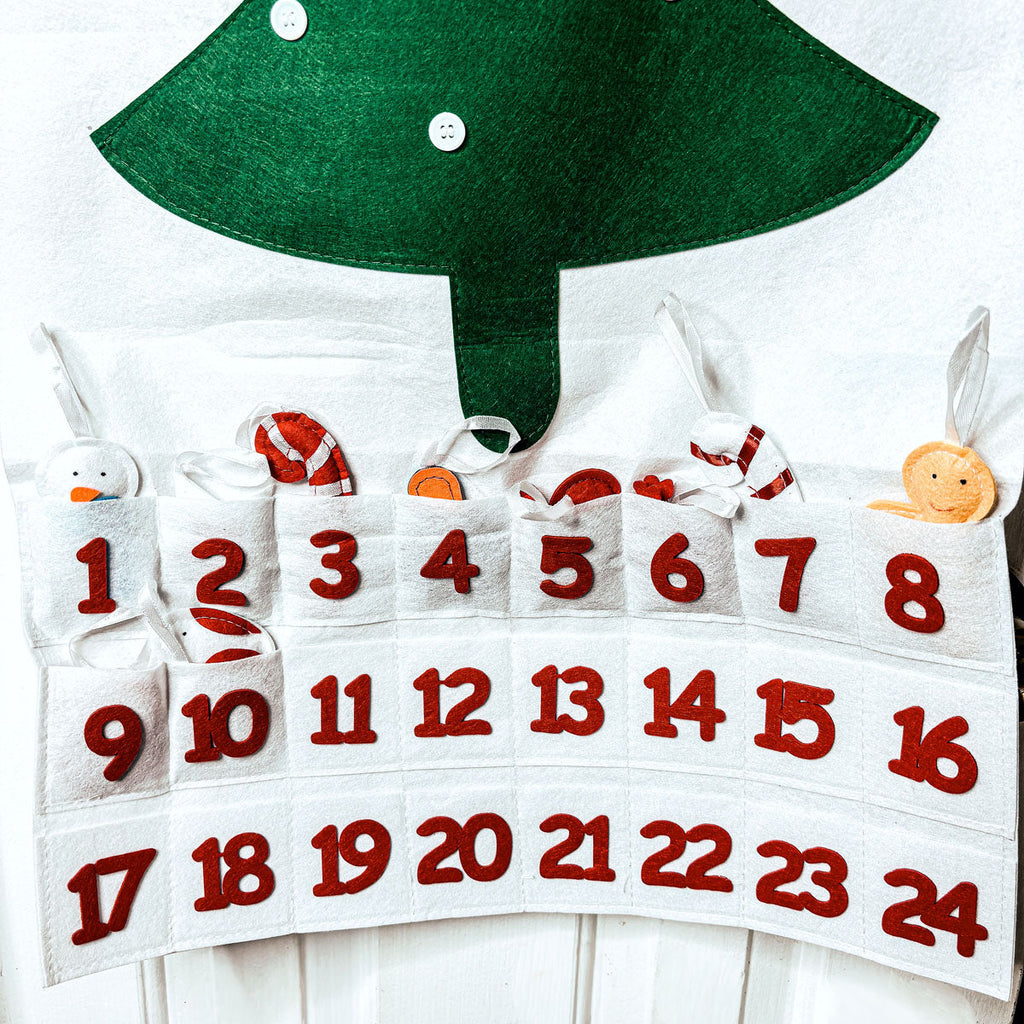 Felt Christmas Advent Calendar Kids Countdown Pockets And Felt Ornaments BandsCo Straps