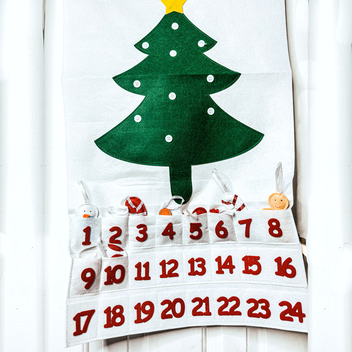 Felt Christmas Advent Calendar Kids Countdown Pockets And Felt Ornaments BandsCo Straps