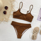 Female High Waist Swimsuit Bikini Sports Swimsuits For Women Two Piece Crop Top Bikini Set High Waist High Cut Bathing Suits Women Swimwear Two-piece Bikini Set Bathing Suit Swimwear Stevvex