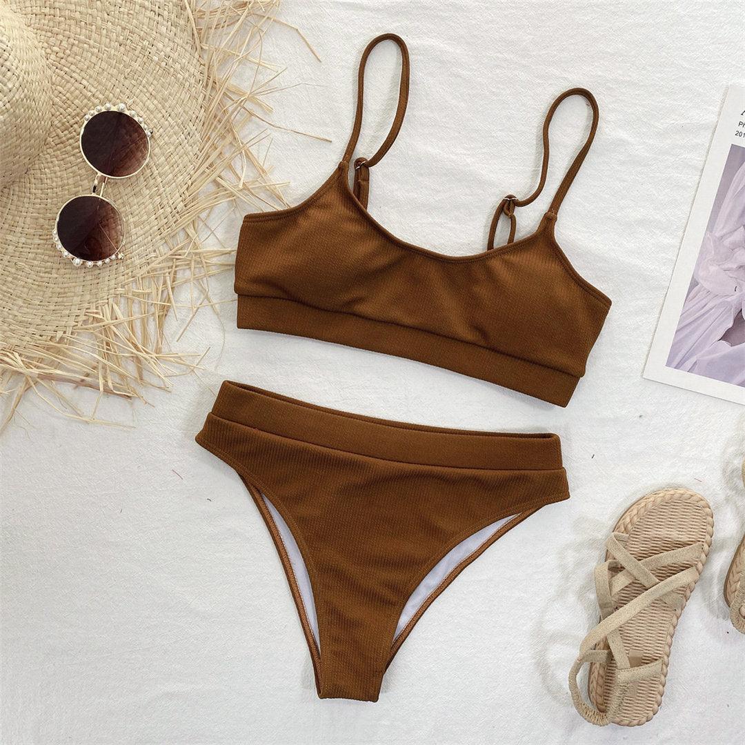 Female High Waist Swimsuit Bikini Sports Swimsuits For Women Two Piece Crop Top Bikini Set High Waist High Cut Bathing Suits Women Swimwear Two-piece Bikini Set Bathing Suit Swimwear Stevvex