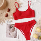 Female High Waist Swimsuit Bikini Sports Swimsuits For Women Two Piece Crop Top Bikini Set High Waist High Cut Bathing Suits Women Swimwear Two-piece Bikini Set Bathing Suit Swimwear Stevvex