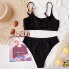 Female High Waist Swimsuit Bikini Sports Swimsuits For Women Two Piece Crop Top Bikini Set High Waist High Cut Bathing Suits Women Swimwear Two-piece Bikini Set Bathing Suit Swimwear Stevvex