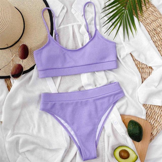 Female High Waist Swimsuit Bikini Sports Swimsuits For Women Two Piece Crop Top Bikini Set High Waist High Cut Bathing Suits Women Swimwear Two-piece Bikini Set Bathing Suit Swimwear Stevvex
