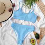 Female High Waist Swimsuit Bikini Sports Swimsuits For Women Two Piece Crop Top Bikini Set High Waist High Cut Bathing Suits Women Swimwear Two-piece Bikini Set Bathing Suit Swimwear Stevvex