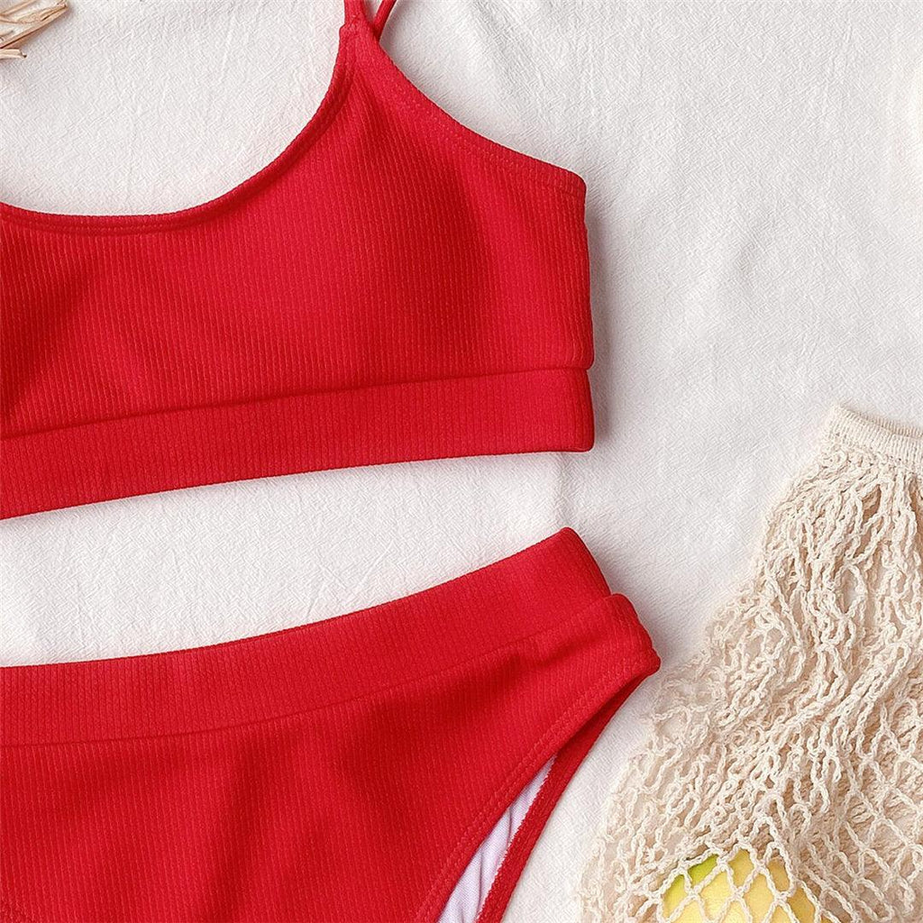 Female High Waist Swimsuit Bikini Sports Swimsuits For Women Two Piece Crop Top Bikini Set High Waist High Cut Bathing Suits Women Swimwear Two-piece Bikini Set Bathing Suit Swimwear Stevvex
