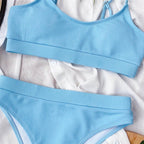 Female High Waist Swimsuit Bikini Sports Swimsuits For Women Two Piece Crop Top Bikini Set High Waist High Cut Bathing Suits Women Swimwear Two-piece Bikini Set Bathing Suit Swimwear Stevvex