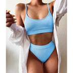 Female High Waist Swimsuit Bikini Sports Swimsuits For Women Two Piece Crop Top Bikini Set High Waist High Cut Bathing Suits Women Swimwear Two-piece Bikini Set Bathing Suit Swimwear Stevvex