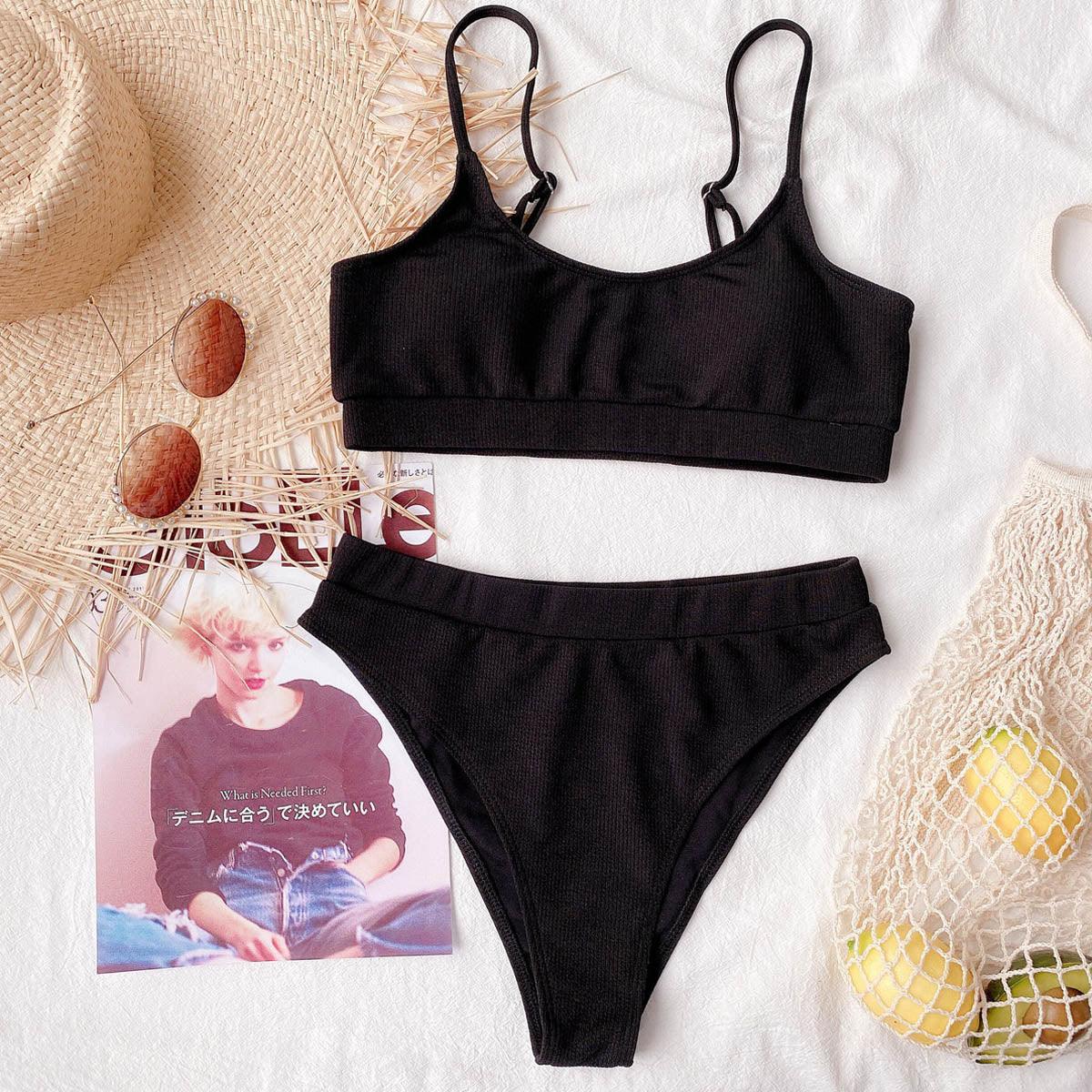 Female Push Up Swimsuit Modern Swimwear For Women Bikinis High Waist Bikini Set Solid Bikini 2 Piece Swimsuit Bathing Suits Women Bathing Suit High Waist Bikini Set Sport Wear Swimming Suit Bikini Stevvex