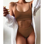 Female Push Up Swimsuit Modern Swimwear For Women Bikinis High Waist Bikini Set Solid Bikini 2 Piece Swimsuit Bathing Suits Women Bathing Suit High Waist Bikini Set Sport Wear Swimming Suit Bikini Stevvex
