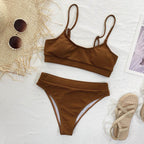 Female Push Up Swimsuit Modern Swimwear For Women Bikinis High Waist Bikini Set Solid Bikini 2 Piece Swimsuit Bathing Suits Women Bathing Suit High Waist Bikini Set Sport Wear Swimming Suit Bikini Stevvex