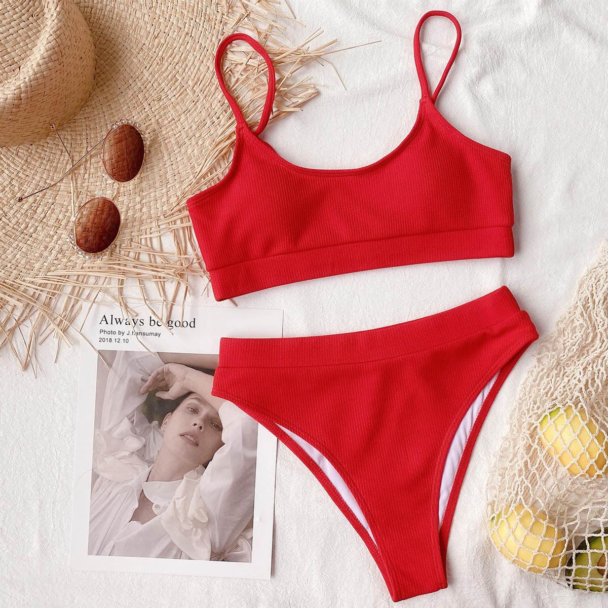 Female Push Up Swimsuit Modern Swimwear For Women Bikinis High Waist Bikini Set Solid Bikini 2 Piece Swimsuit Bathing Suits Women Bathing Suit High Waist Bikini Set Sport Wear Swimming Suit Bikini Stevvex