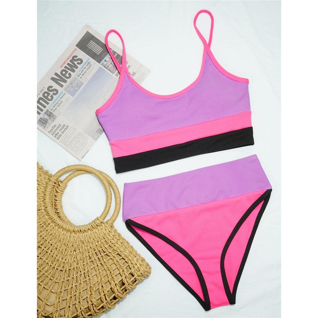 Female Swimsuit High Waist Bikini Women High Waist Bikini Set Two Piece Swimsuits Bikini Top With Bottoms Bathing Suits For Teens Girls Women Swimwear Two-pieces Bikini Set Sport Bathing Suit Swim Lady Stevvex