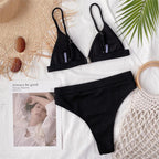 Female Swimsuit High Waist Bikini Women High Waist Swimsuits Triangle Bathing Suit V Neck Two Piece Bikini Sets Women Swimwear Two-pieces Bikini Set Ribbed Bather Bathing Suit Swim Stevvex