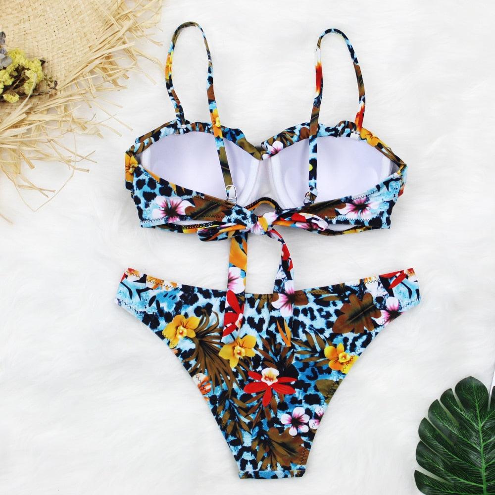 Female Two Piece Swimsuit Low Waist Bikini Floral Printing Swimwear Push Up Bathing Suit  Detachable Padded Push Up Striped Bikini Set Two Piece Swimsuit Ladies Vintage Lace Bikini Sets Beach Swimwear Stevvex