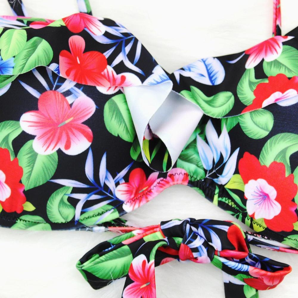 Female Two Piece Swimsuit Low Waist Bikini Floral Printing Swimwear Push Up Bathing Suit  Detachable Padded Push Up Striped Bikini Set Two Piece Swimsuit Ladies Vintage Lace Bikini Sets Beach Swimwear Stevvex
