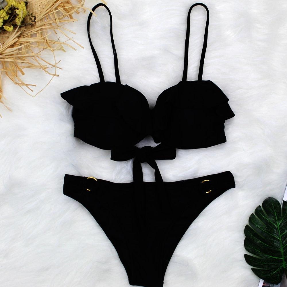 Female Two Piece Swimsuit Low Waist Bikini Floral Printing Swimwear Push Up Bathing Suit  Detachable Padded Push Up Striped Bikini Set Two Piece Swimsuit Ladies Vintage Lace Bikini Sets Beach Swimwear Stevvex