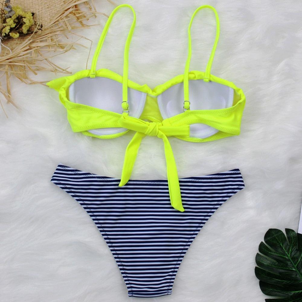 Female Two Piece Swimsuit Low Waist Bikini Floral Printing Swimwear Push Up Bathing Suit  Detachable Padded Push Up Striped Bikini Set Two Piece Swimsuit Ladies Vintage Lace Bikini Sets Beach Swimwear Stevvex