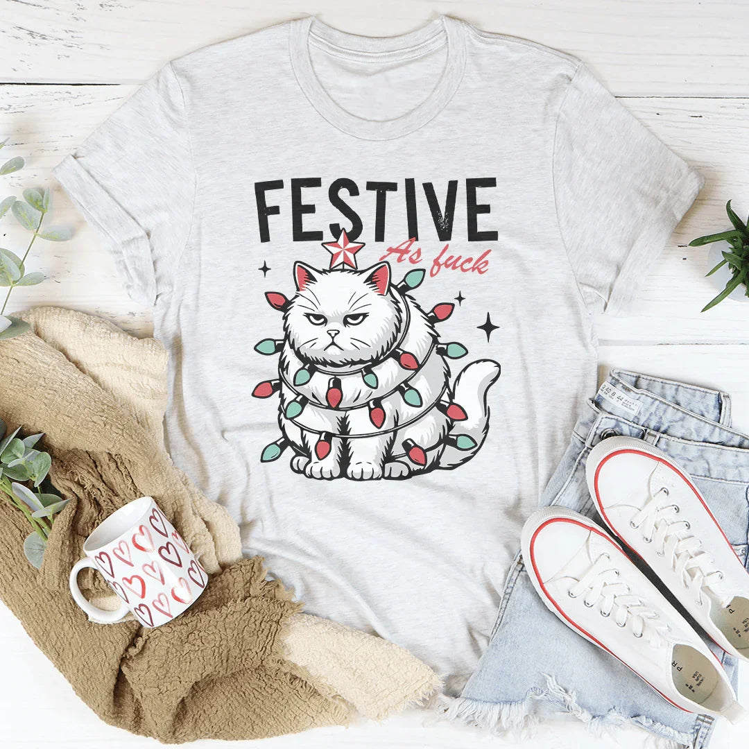 Festive As F-ck Tee Peachy Sunday