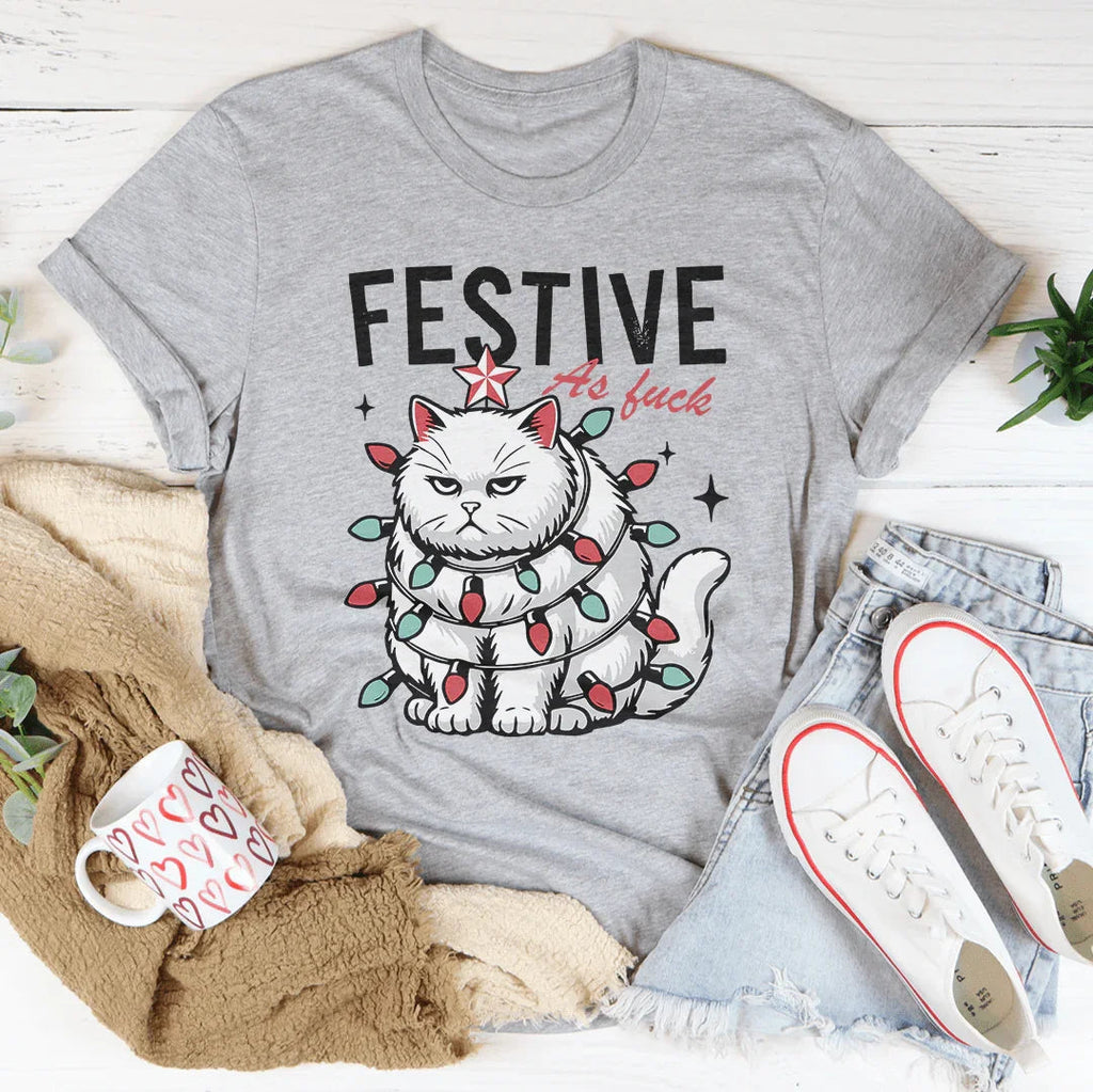 Festive As F-ck Tee Peachy Sunday