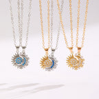 2pcs Necklace Sun And Moon Magnetic Pendant Clavicle Chain Necklace For Couple Lovers Pi-Mart