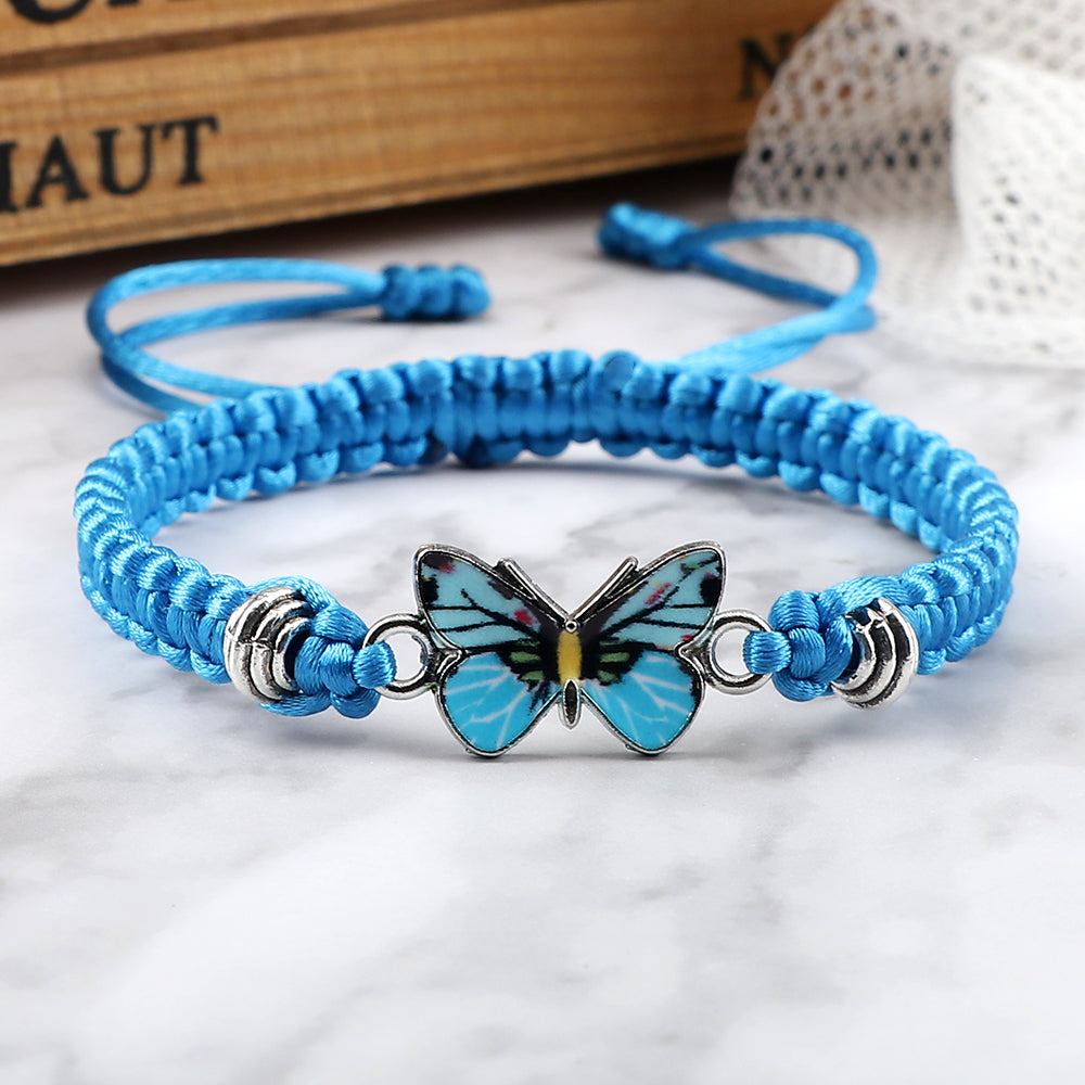 Couple Butterfly Buckle Braided Bracelet Pi-Mart