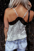 Spaghetti Strap Printed Lace Tank Top - SJB-DIAMOND ELITES