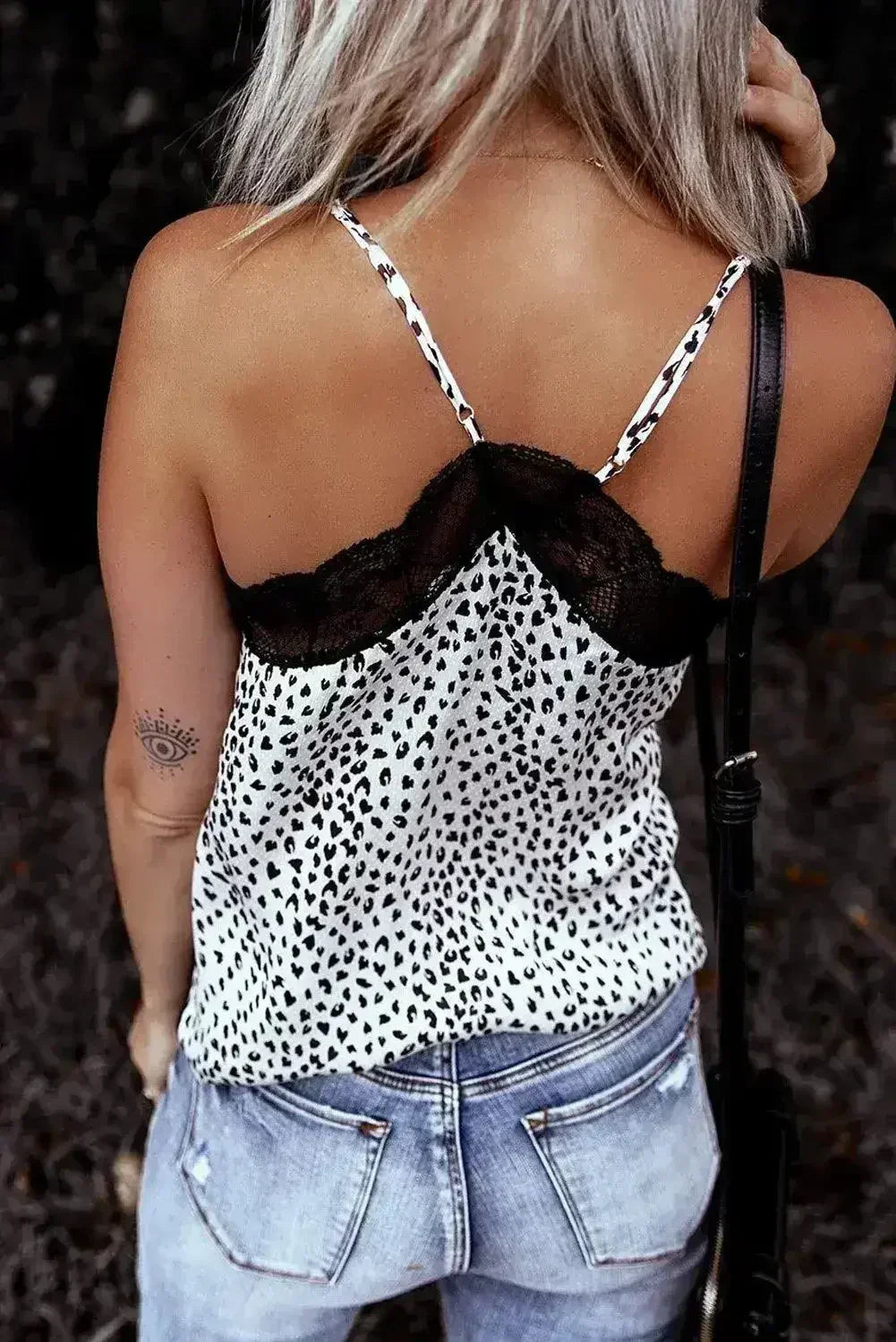 Spaghetti Strap Printed Lace Tank Top - SJB-DIAMOND ELITES