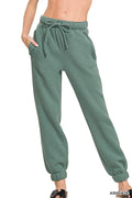 Zenana Fleece Drawstring Joggers With Pocket THRIXINE