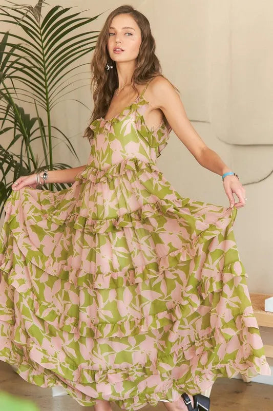 Ruffled Tiered Scoop Neck Cami Summer Dress – Flirty Ruffled Cami Dress with Scoop Neck & Tiered Details Stevvex