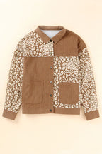 Leopard Print Drop Shoulder Jacket with Button-Up Closure Beautiful Unique Design Winter Jacket Stevvex