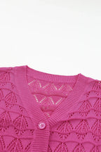 Green Lightweight Buttoned Front Crochet Cardigan