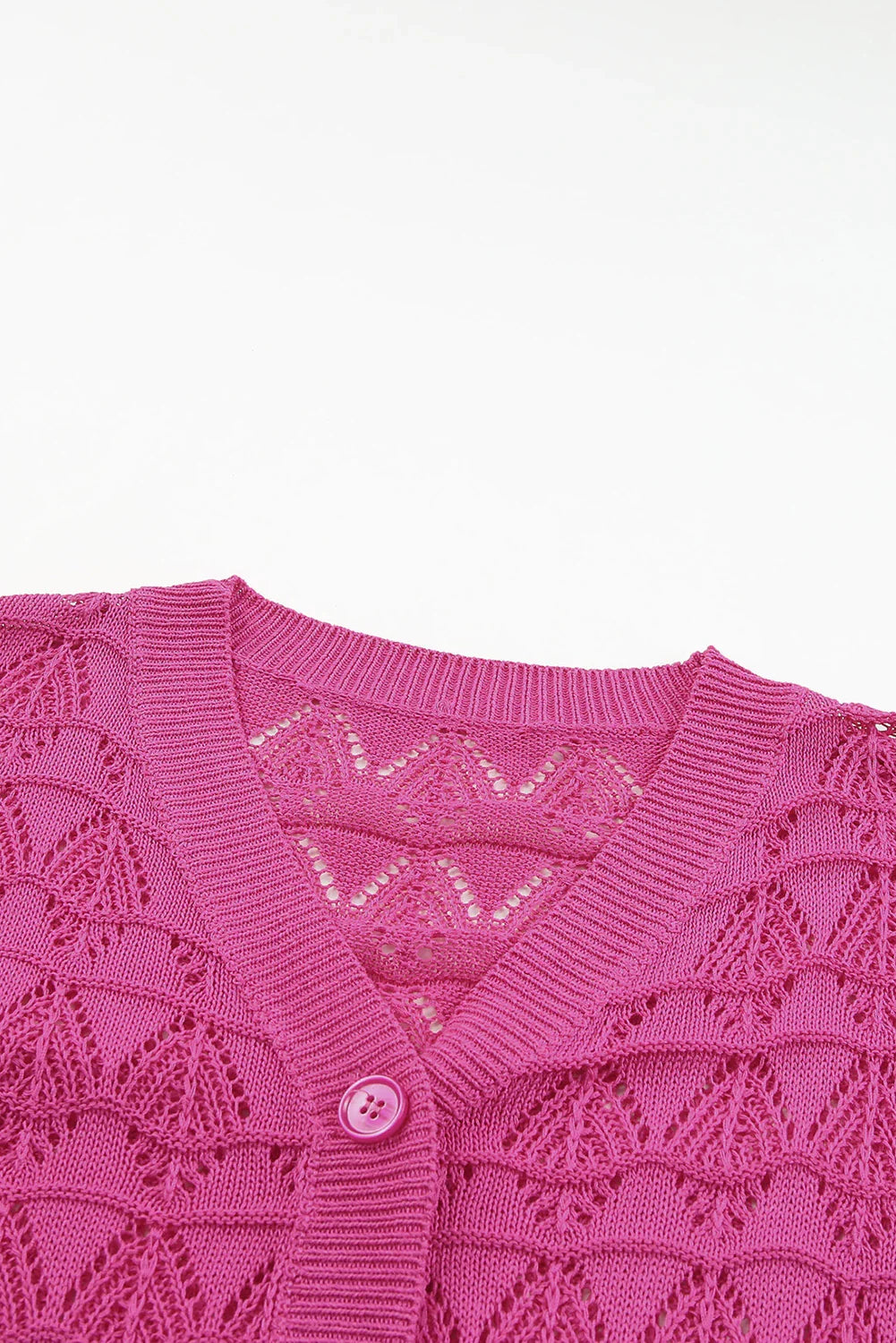 Green Lightweight Buttoned Front Crochet Cardigan