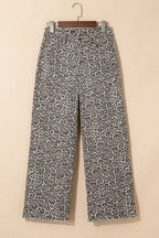 Brown Leopard High Waist Frayed Hem Jeans
