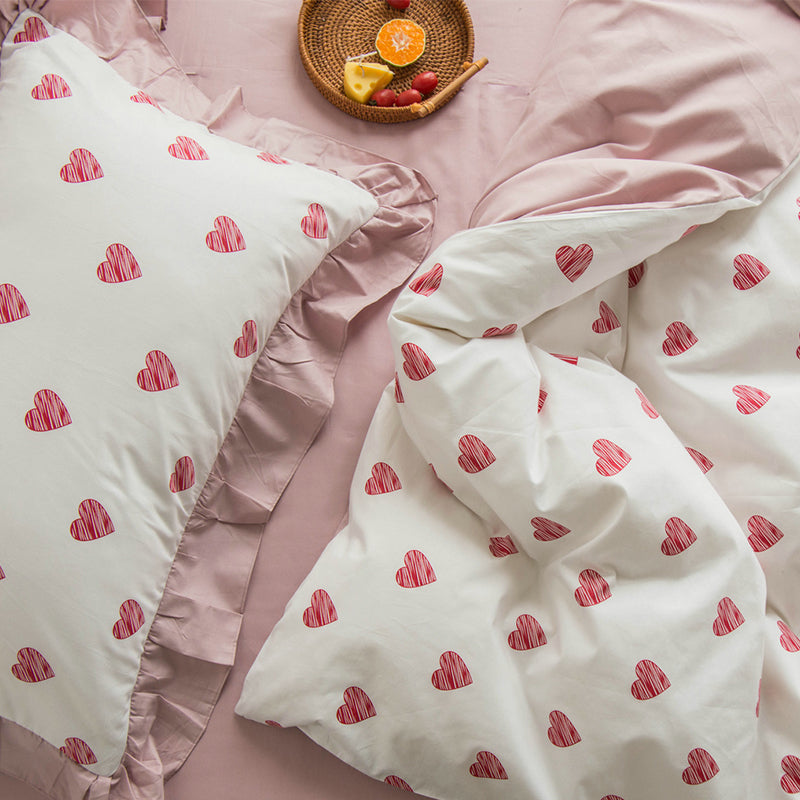 Korean  Love Quilt Cover Sheet Small  Four-piece Set Pi-Mart