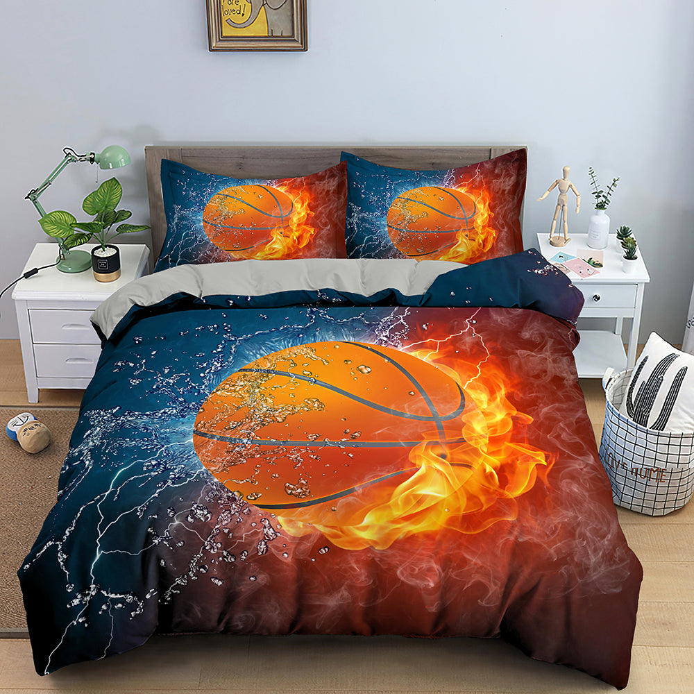 Cross-border Three-piece Bed Set Home Textile Four-piece Set Basketball Quilt Cover Thick Twill Wish Pi-Mart