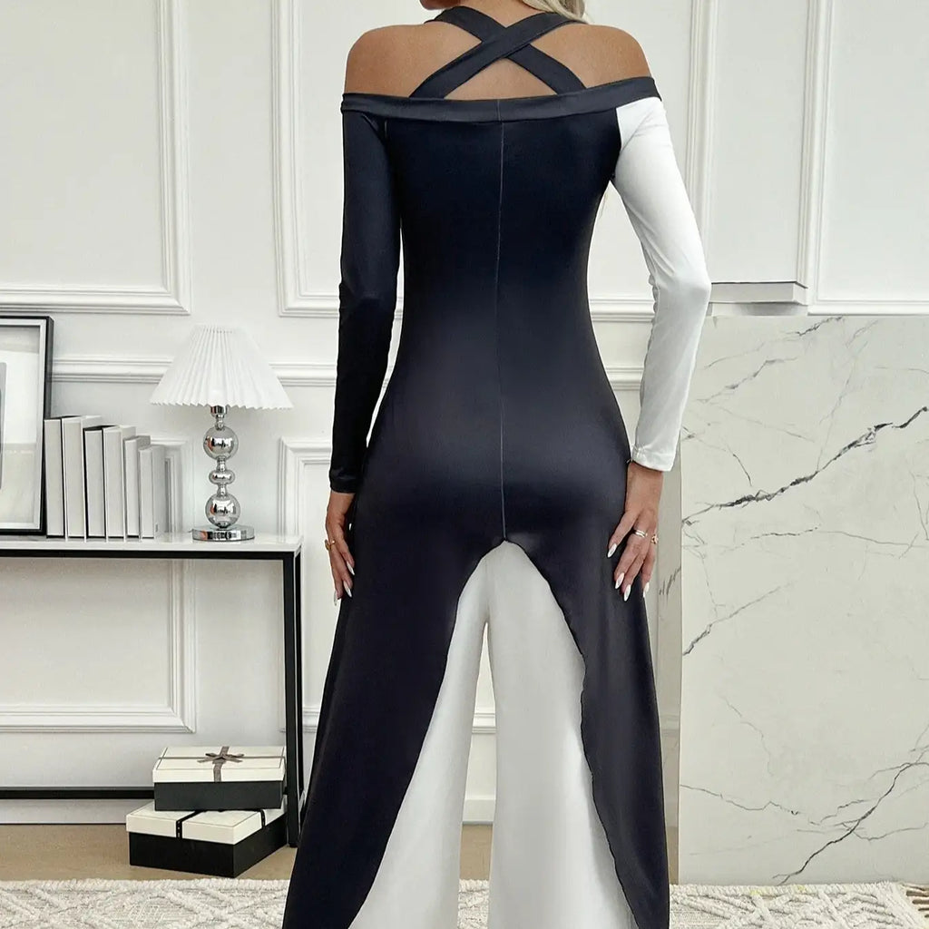 Ladies' Business Elegant Wide Leg Casual Loose Fit One Shoulder Set Sexy Party Set - SJB-DIAMOND ELITES