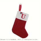 1pc Knitted Christmas Socks Stocking Gift Bag - Embroidered Alphabet, Candy Design, Scene Decor, Room Decor, Home Decor, Holiday Party Decor, Festive Gift Idea for Family and Friends Lootquake LLC